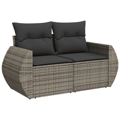 vidaXL Set de muebles de jardín 9 pzas y cojines ratán sintético gris