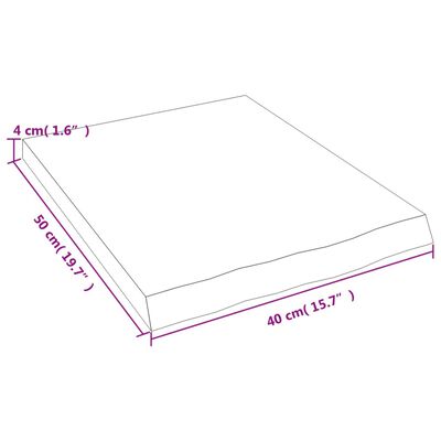 vidaXL Encimera de baño madera maciza sin tratar 40x50x(2-4) cm