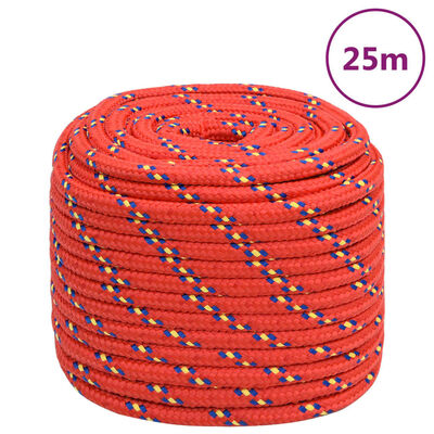 vidaXL Cuerda de barco polipropileno rojo 18 mm 25 m