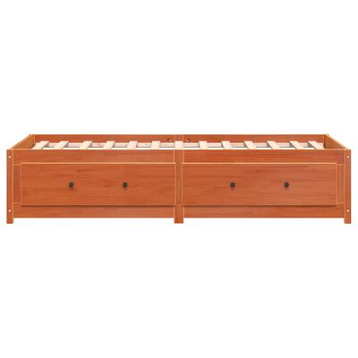 vidaXL Sofá cama de madera maciza de pino marrón cera 75x190 cm