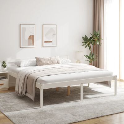 vidaXL Cama para personas mayores madera maciza pino blanca 200x200 cm