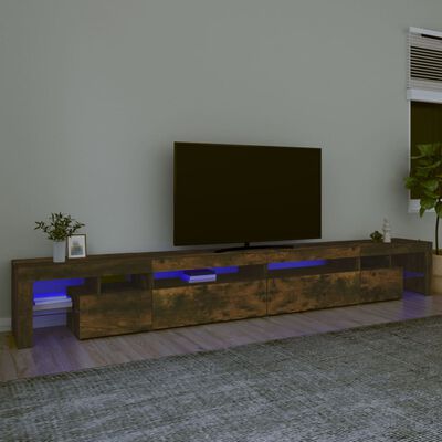 vidaXL Mueble de TV con luces LED color roble ahumado 290x36,5x40 cm