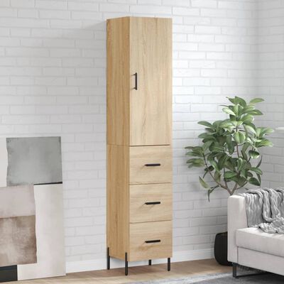 vidaXL Aparador de madera contrachapada roble Sonoma 34,5x34x180 cm