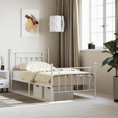 vidaXL Estructura cama sin colchón con estribo metal blanco 100x190 cm