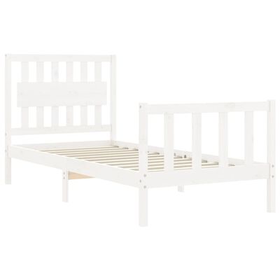 vidaXL Estructura de cama con cabecero madera maciza blanco