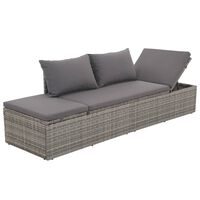 vidaXL Tumbona de jardín con cojines y almohadas ratán sintético gris