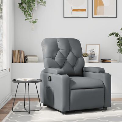 vidaXL Sillón reclinable de cuero sintético gris