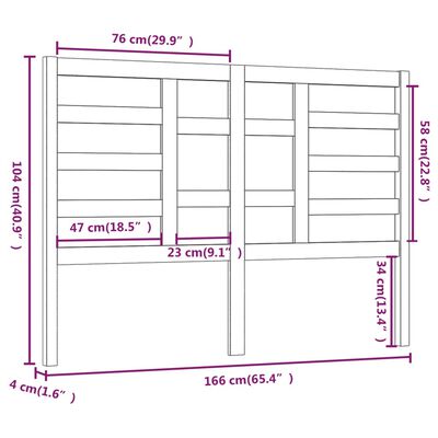 vidaXL Cabecero de cama madera maciza de pino gris 166x4x104 cm