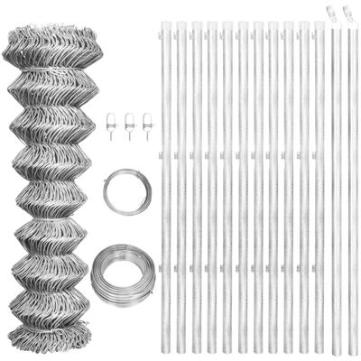 vidaXL Valla tela metálica y postes acero galvanizado plata 25x1,5 m