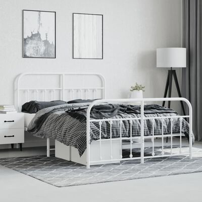 vidaXL Estructura cama sin colchón con estribo metal blanco 135x190 cm