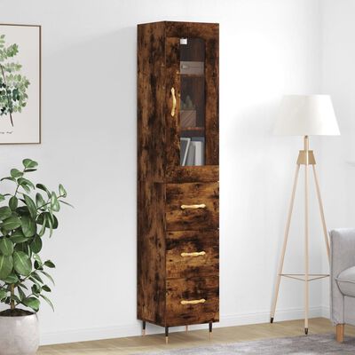 vidaXL Aparador de madera contrachapada roble ahumado 34,5x34x180 cm