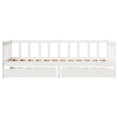 vidaXL Sofá cama con cajones madera maciza de pino blanca 90x190 cm