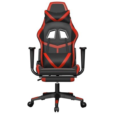 vidaXL Silla gaming con reposapiés cuero sintético negro rojo