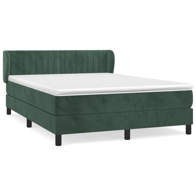 vidaXL Cama box spring con colchón terciopelo verde oscuro 140x200 cm