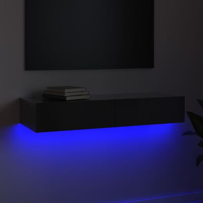 vidaXL Mueble para TV con luces LED gris brillante 90x35x15,5 cm