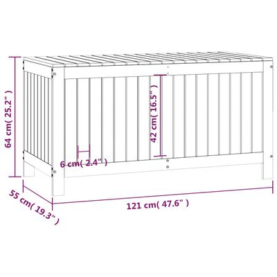 vidaXL Caja de almacenaje jardín madera de pino gris 121x55x64 cm