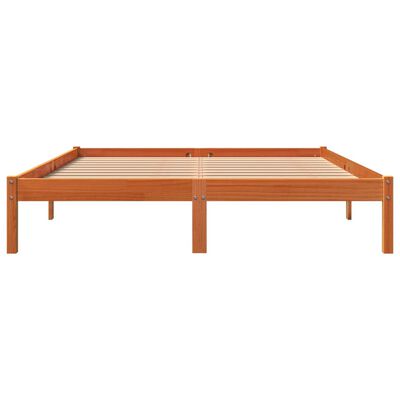 vidaXL Cama sin colchón madera maciza de pino marrón cera 160x200 cm