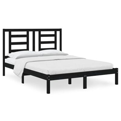 vidaXL Estructura de cama de madera maciza de pino negra 140x190 cm