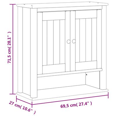 vidaXL Mueble de pared baño BERG madera maciza blanco 69,5x27x71,5 cm