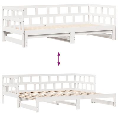 vidaXL Sofá cama nido con cajones madera maciza pino blanca 90x190 cm