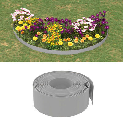 vidaXL Borduras de jardín 5 uds polietileno gris 10 m 20 cm