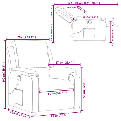 vidaXL Sillón de masaje reclinable de terciopelo gris oscuro