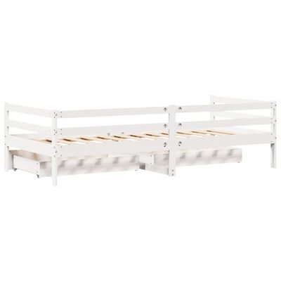 vidaXL Sofá cama con cajones madera maciza de pino 90x200 cm