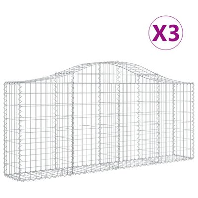 vidaXL Cestas de gaviones 3 uds forma de arco hierro 200x30x80/100 cm