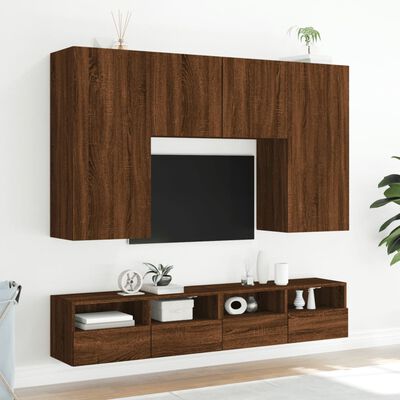 vidaXL Muebles de pared para TV 2 uds madera roble marrón 100x30x30 cm