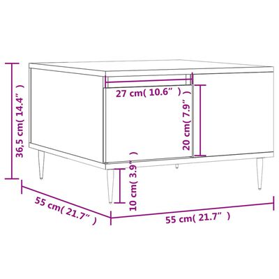 vidaXL Mesa de centro madera contrachapada negro 55x55x36,5 cm