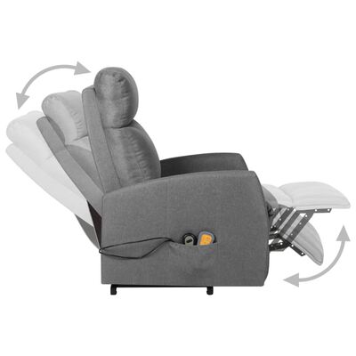 vidaXL Sillón de masaje elevable tela gris claro