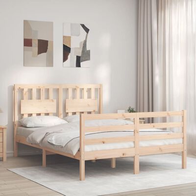 vidaXL Estructura de cama de matrimonio con cabecero madera maciza