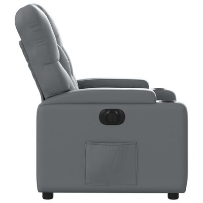 vidaXL Sillón reclinable eléctrico de cuero sintético gris