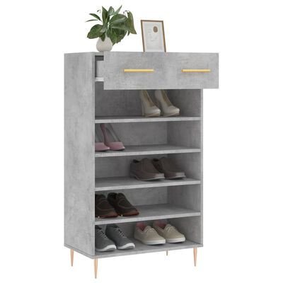 vidaXL Zapatero madera de ingeniería gris hormigón 60x35x105 cm