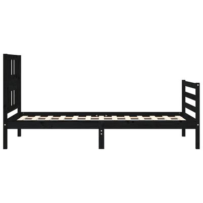 vidaXL Estructura de cama con cabecero madera maciza negro 100x200 cm