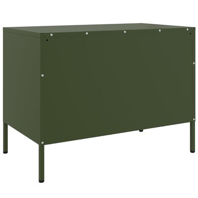 vidaXL Mueble de TV de acero verde oliva 68x39x50,5 cm