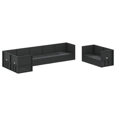 vidaXL Set de muebles de jardín 8 pzas y cojines ratán sintético negro