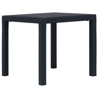 vidaXL Mesa de jardín plástico aspecto ratán gris antracita 79x79x72 cm