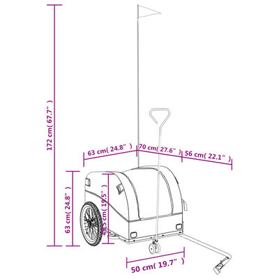 vidaXL Remolque para bicicleta hierro negro y verde 45 kg