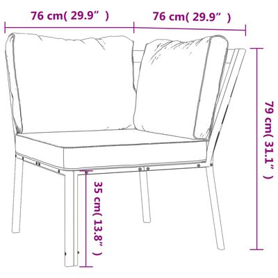 vidaXL Juego de muebles de jardín 11 pzas acero con cojines gris