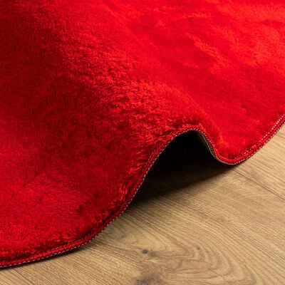 vidaXL Alfombra de pelo corto suave lavable HUARTE rojo Ø 160 cm