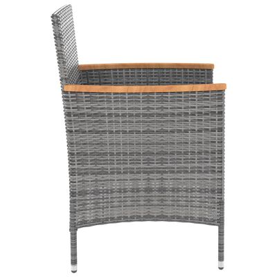 vidaXL Set de comedor de jardín 9 pzas y cojines ratán sintético gris