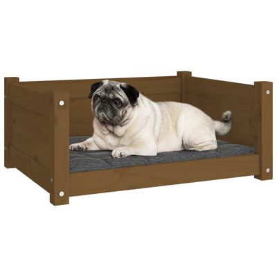 vidaXL Cama para perros madera maciza pino marrón miel 65,5x50,5x28 cm