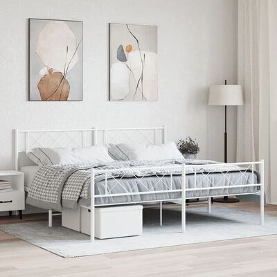 vidaXL Estructura cama sin colchón con estribo metal blanco 193x203 cm