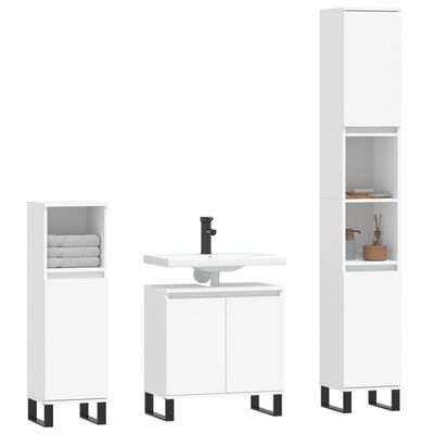 vidaXL Set de muebles de baño 3 piezas madera contrachapada blanco