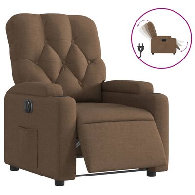 vidaXL Sillón reclinable eléctrico de tela marrón