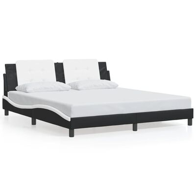 vidaXL Estructura de cama con LED sin colchón negro blanco 180x200 cm