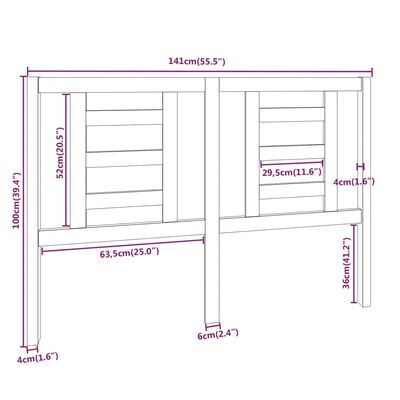 vidaXL Cabecero de cama madera maciza de pino 141x4x100 cm