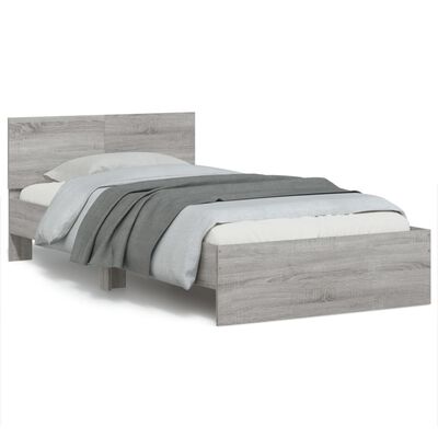 vidaXL Estructura de cama cabecero luces LED gris Sonoma 100x200 cm