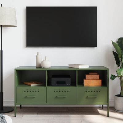 vidaXL Mueble para TV acero verde oliva 100,5x39x50,5 cm